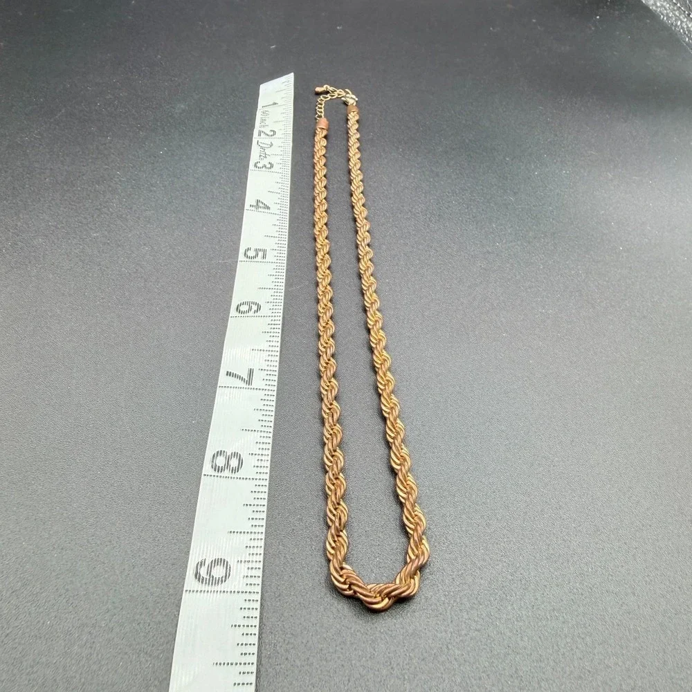 Copper Tone Rope Chain Necklace Twisted Statement Layering Minimalist Jewelry